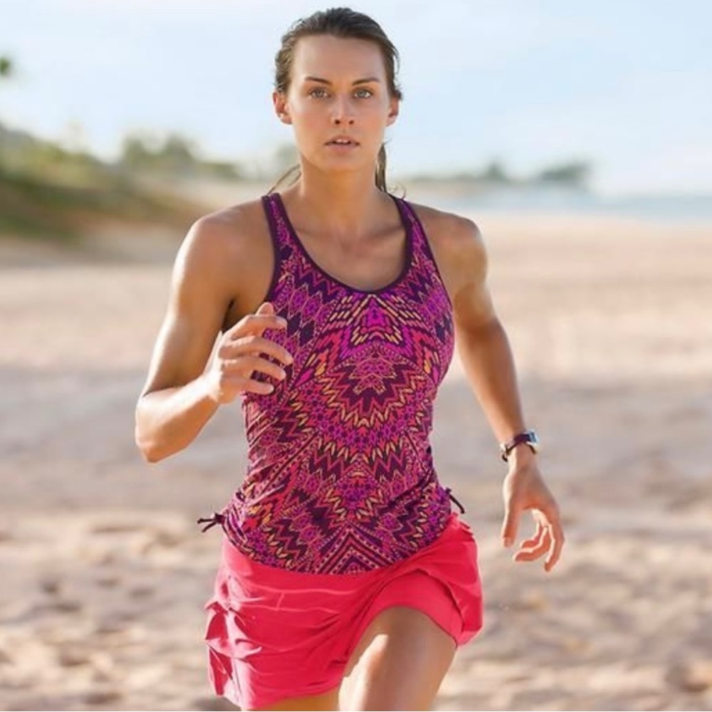 Athleta Raspberry Cayo Coco Ready To Run Swim Tan… - image 1